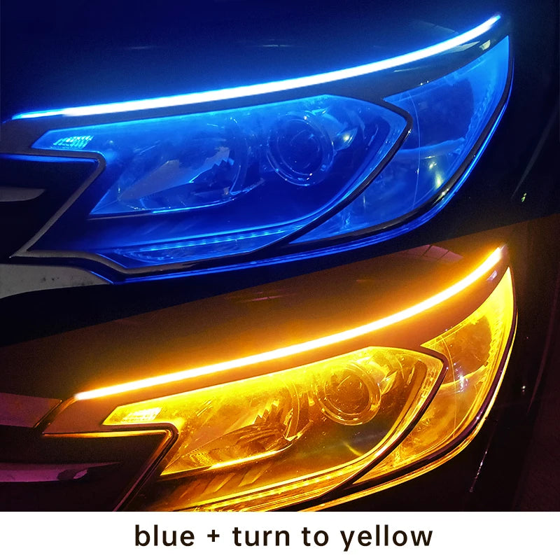 LED DRL Flexible Daytime Running Light Strip - Waterproof Auto Headlight with Turn Signal