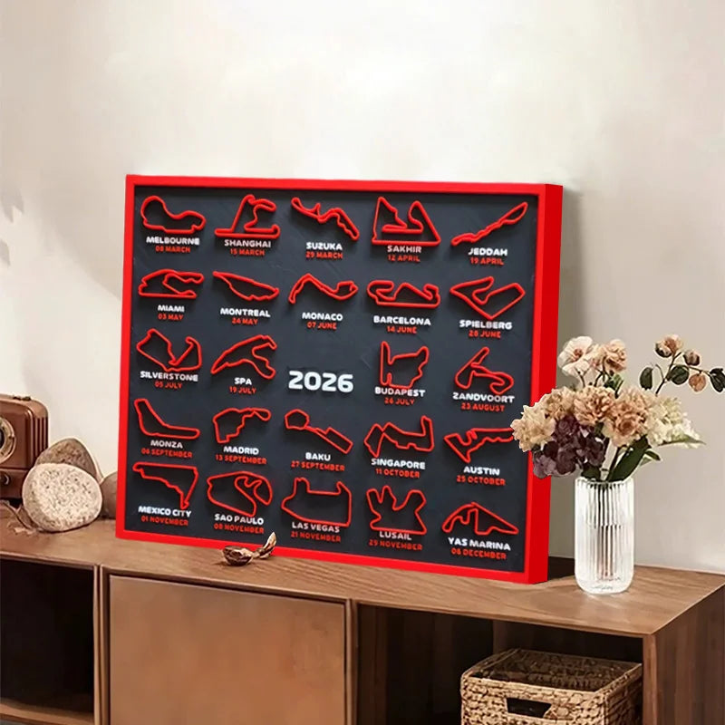2026 F1 Racing Calendar — 3D Printed Season Map