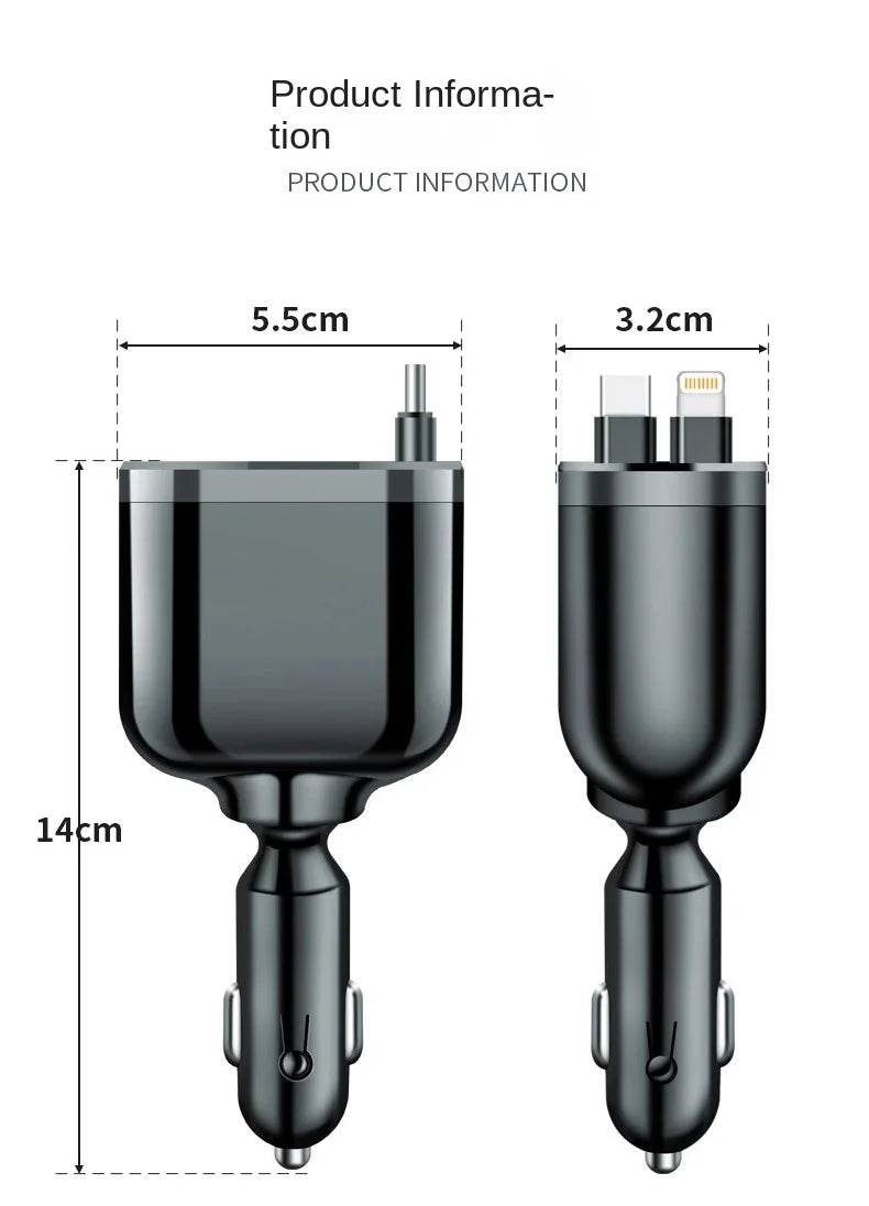 5-in-1 Retractable Fast Car Charger 100W PD