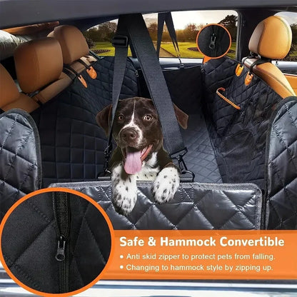 Waterproof Dog Car Hammock Seat Cover with Mesh Window & Side Zipper