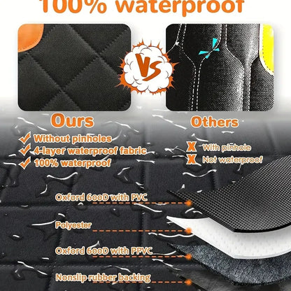 Waterproof Dog Car Hammock Seat Cover with Mesh Window & Side Zipper