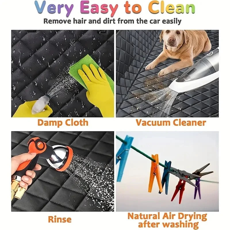 Waterproof Dog Car Hammock Seat Cover with Mesh Window & Side Zipper