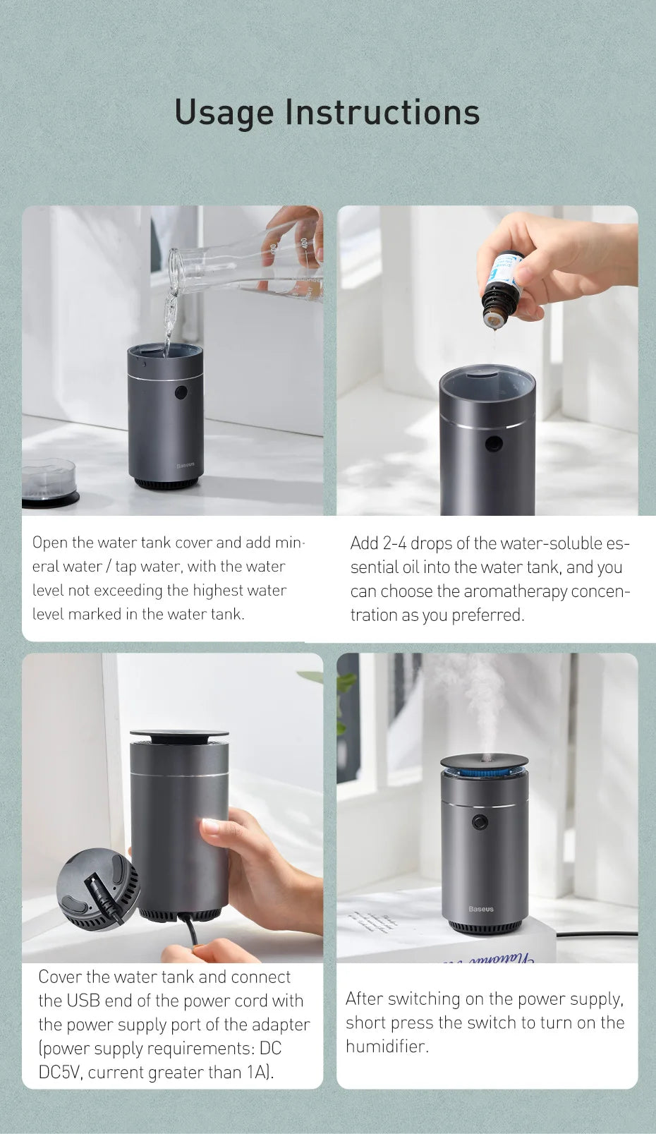 Baseus Car Aroma Diffuser with LED Light