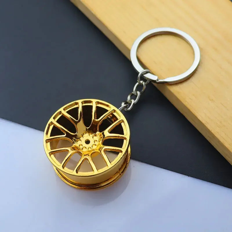 Mini Car Wheel Keychain Metal Keyring