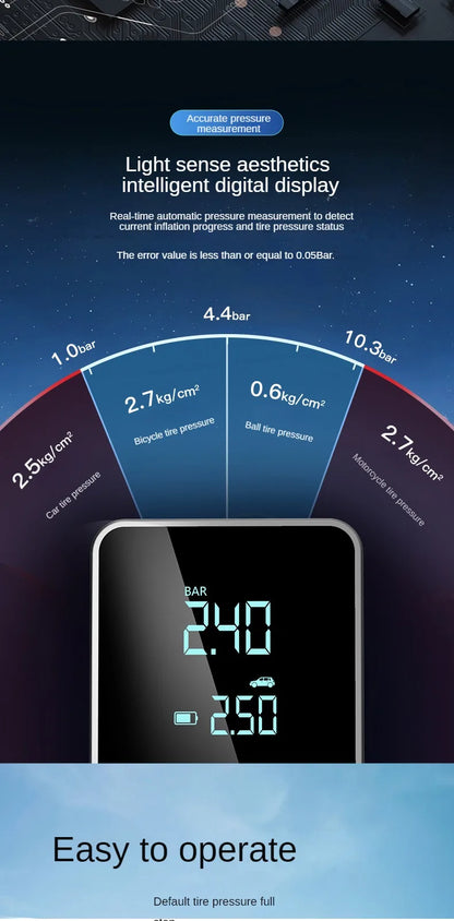 Wireless Tire Inflator 150PSI Touch Screen