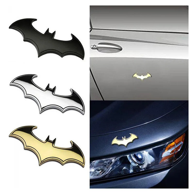 3D Bat Shape Car Emblem Sticker - Premium Metal Badge Decal