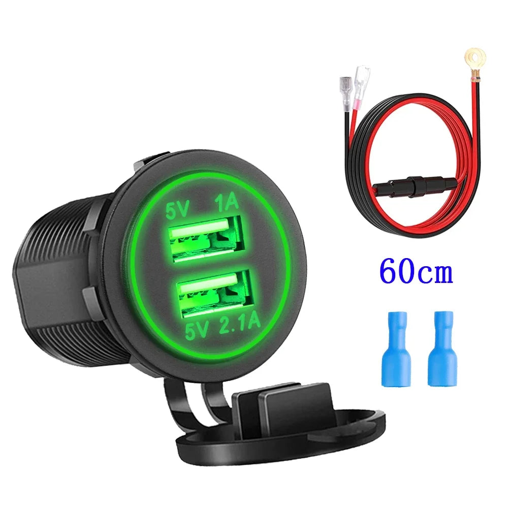 Waterproof USB Type-C Motorcycle Car Charger