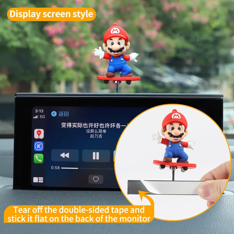 Sliding Skateboard mario Car Ornament – Dashboard Decoration