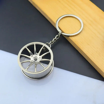Mini Car Wheel Keychain Metal Keyring
