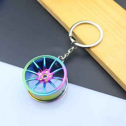 Mini Car Wheel Keychain Metal Keyring