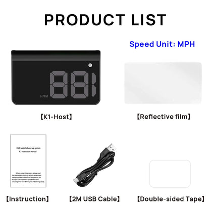 HUD Digital Speedometer - Windshield Display
