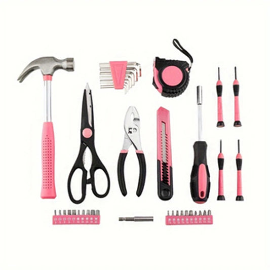 39-Piece Pink Tool Kit – All-Purpose Household Tools for Women | Home, Garage & Office | DriveUtility™