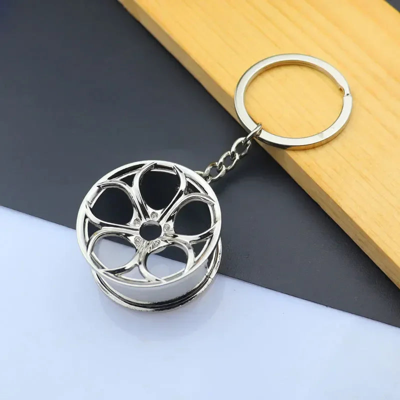 Mini Car Wheel Keychain Metal Keyring