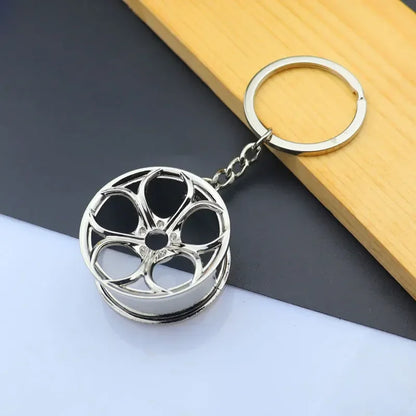 Mini Car Wheel Keychain Metal Keyring