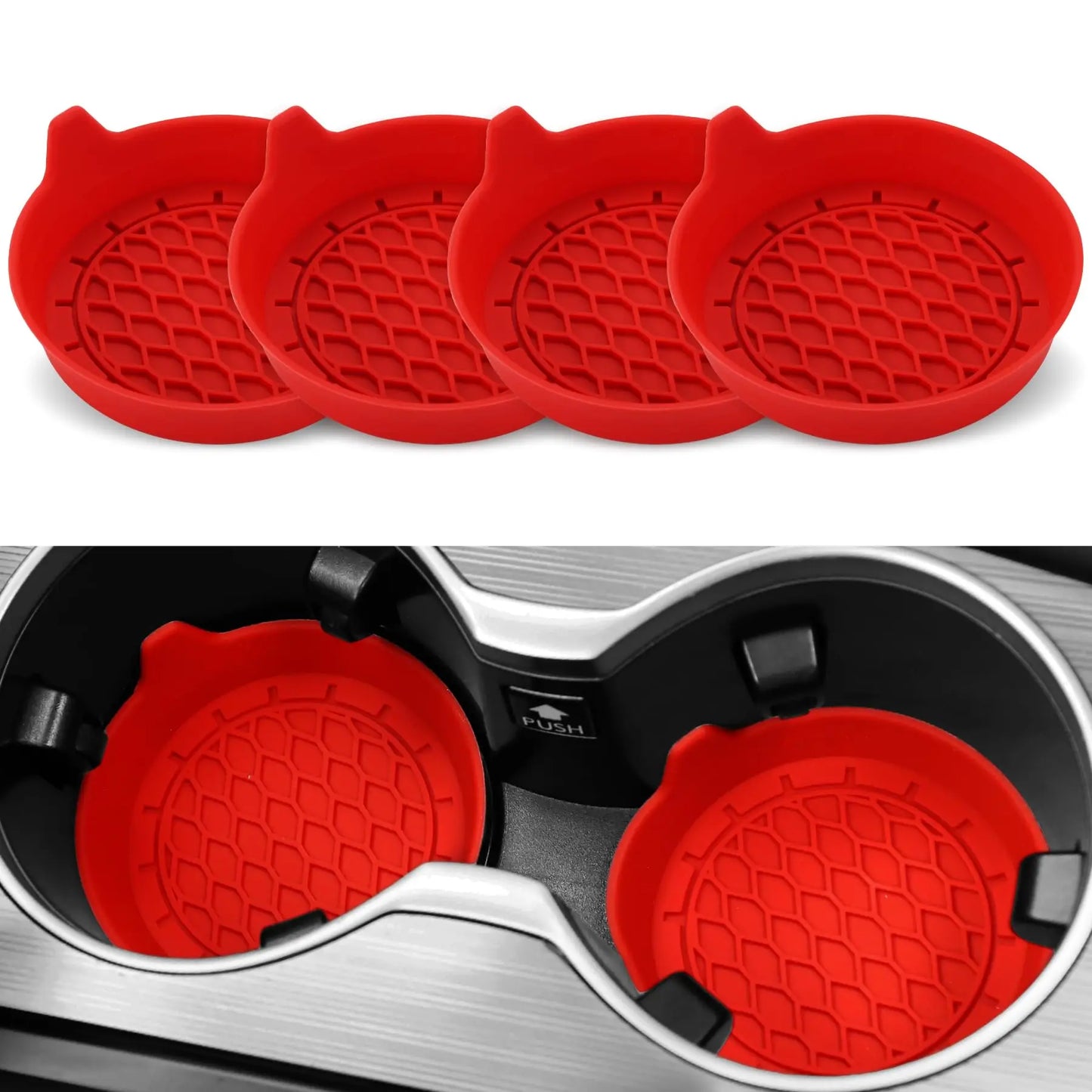 Silicone Car Cup Holder Coasters - Universal Non-Slip Insert