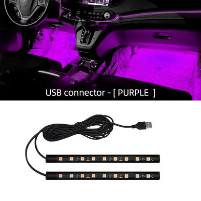 LED Car Interior Foot Strip Light USB