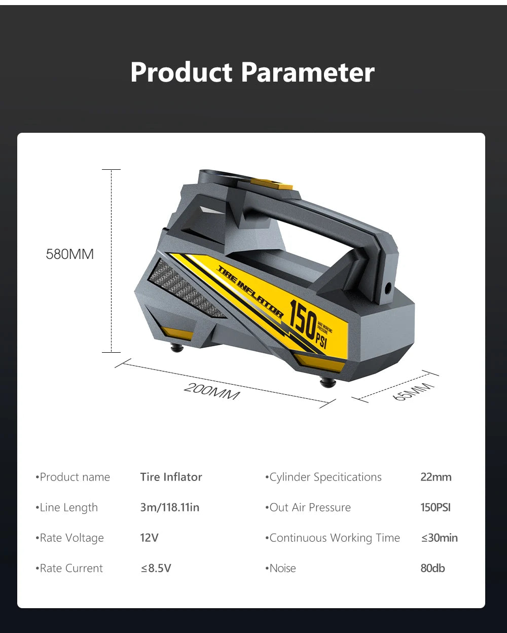 Portable Electric Tire Inflator