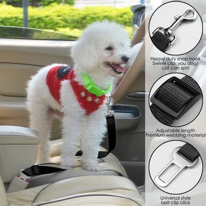 Dog Car Seatbelt Leash – Retractable Safety Tether for Pets
