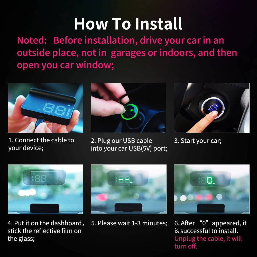 HUD Digital Speedometer - Windshield Display