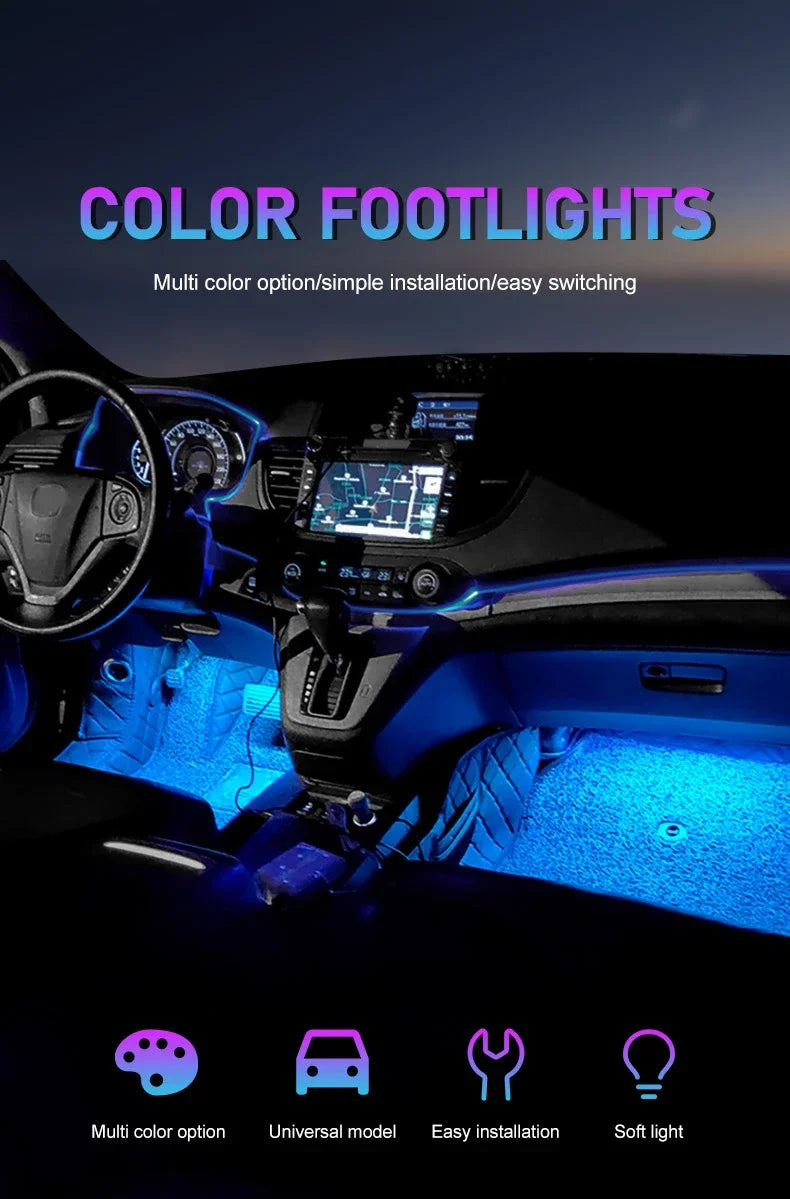 LED Car Interior Foot Strip Light USB