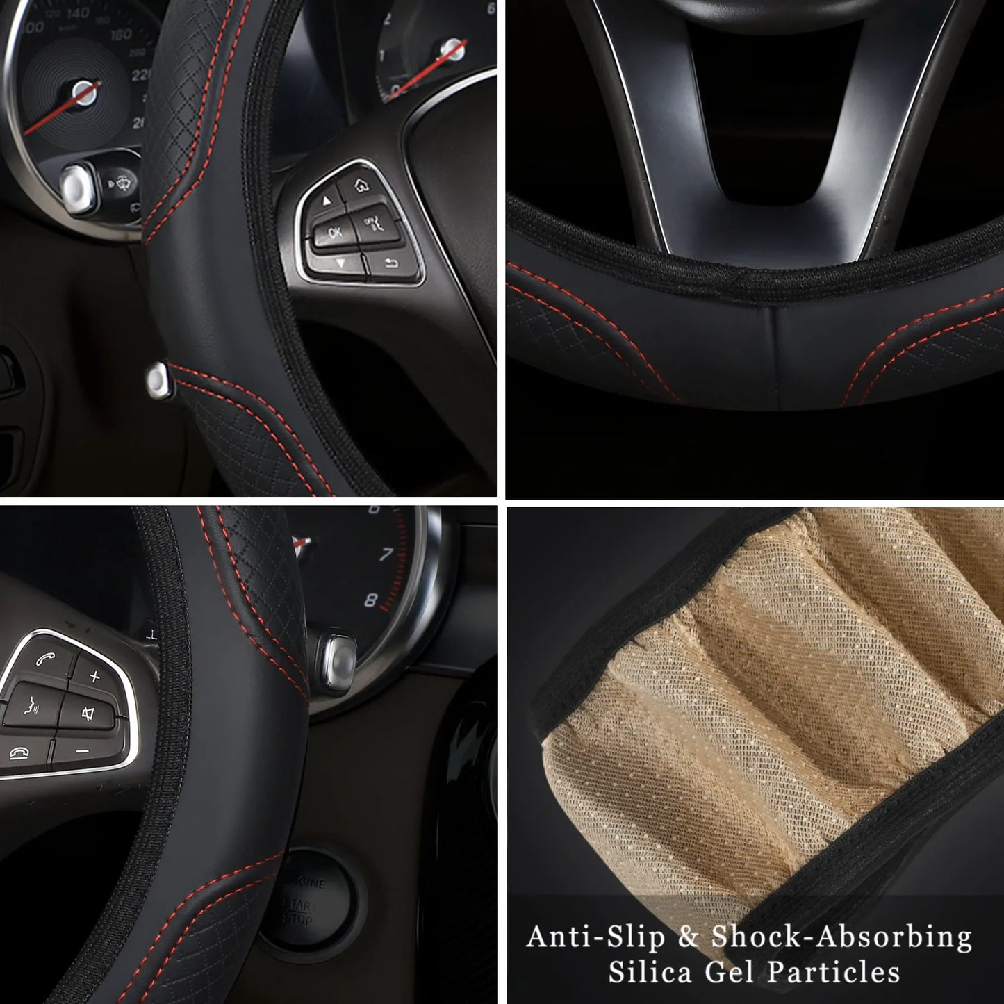 Microfiber Leather Steering Wheel Cover Anti-Slip