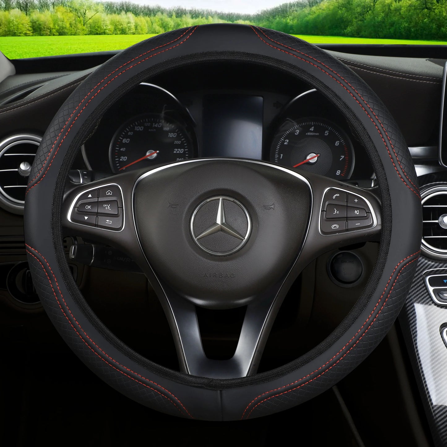 Microfiber Leather Steering Wheel Cover Anti-Slip