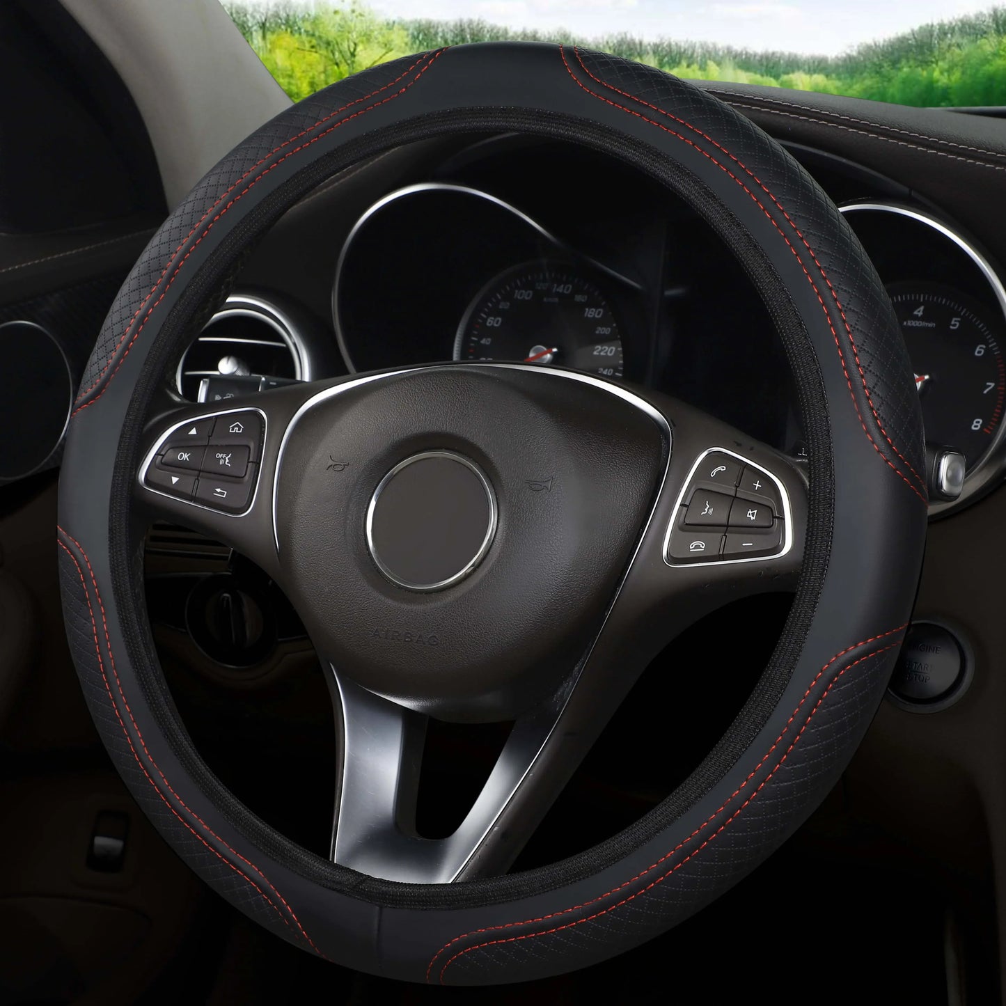 Microfiber Leather Steering Wheel Cover Anti-Slip