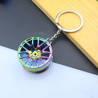 Mini Car Wheel Keychain Metal Keyring