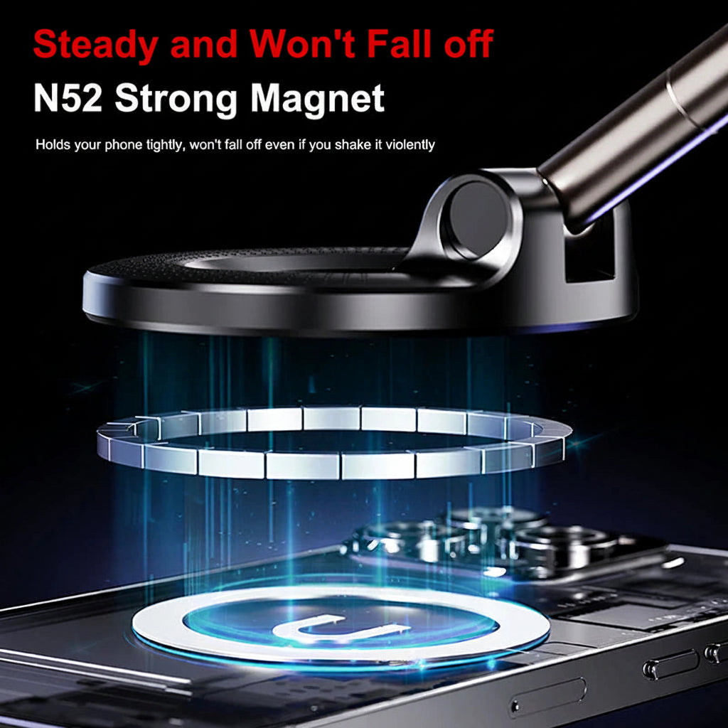 360° Magnetic Car Phone Mount – Anti-Vibration, Foldable & Universal