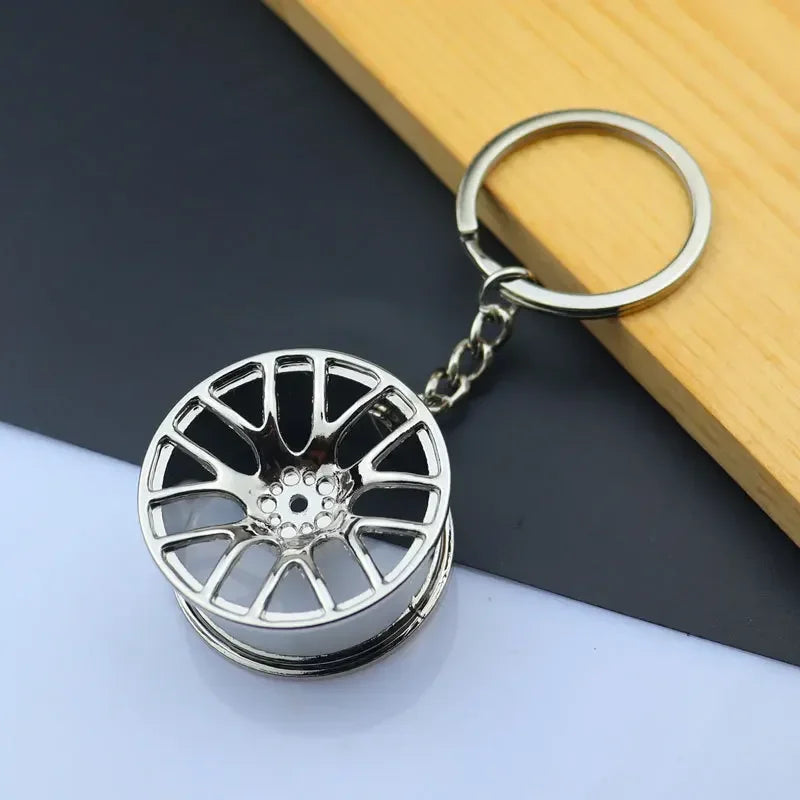 Mini Car Wheel Keychain Metal Keyring