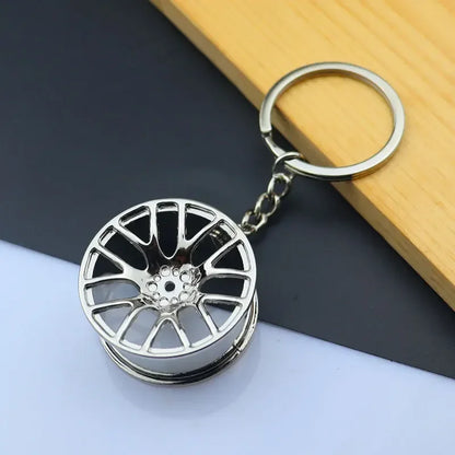 Mini Car Wheel Keychain Metal Keyring
