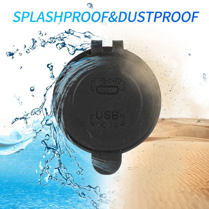 Waterproof USB Type-C Motorcycle Car Charger