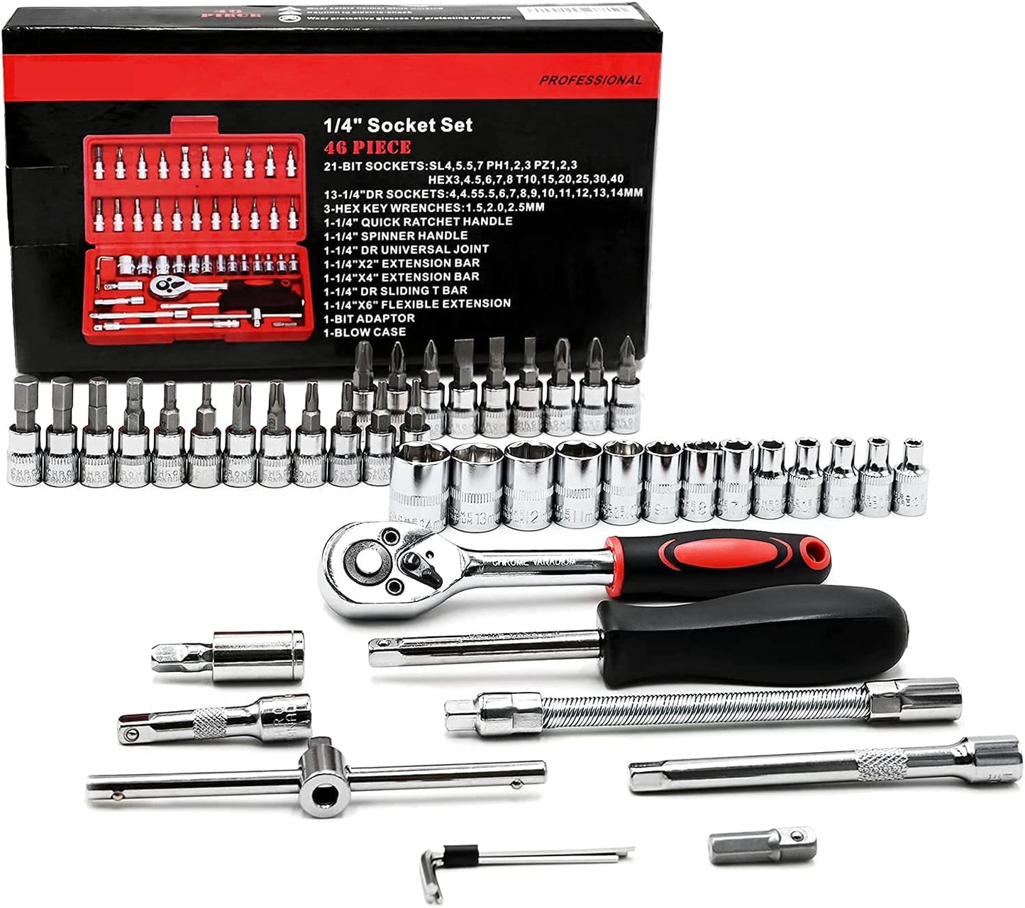 46-Piece Socket Ratchet Wrench Set