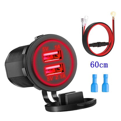 Waterproof USB Type-C Motorcycle Car Charger