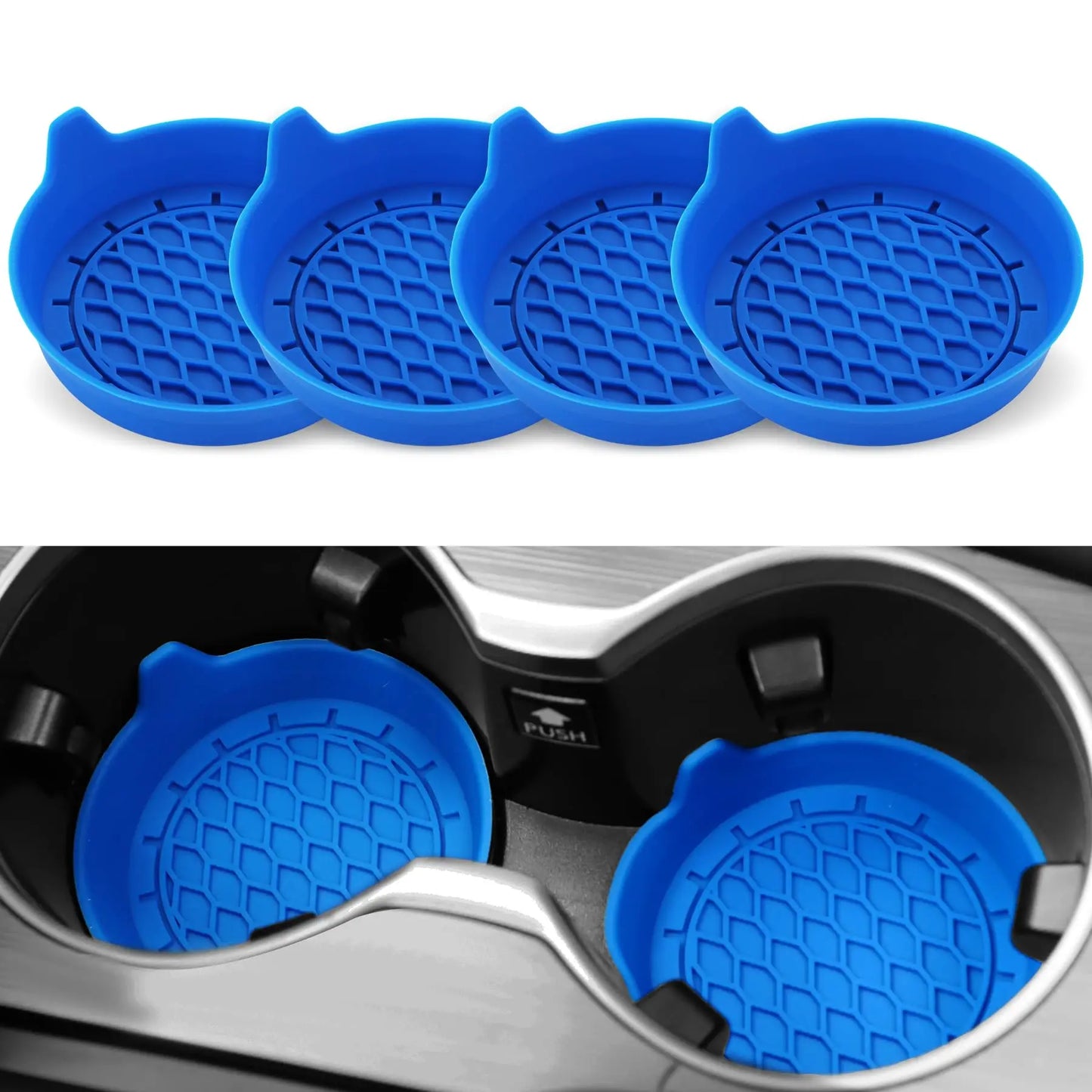 Silicone Car Cup Holder Coasters - Universal Non-Slip Insert