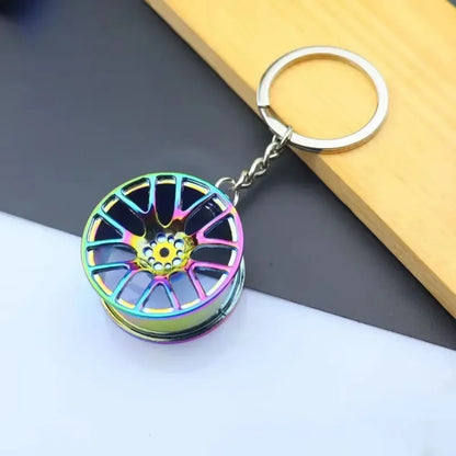 Mini Car Wheel Keychain Metal Keyring