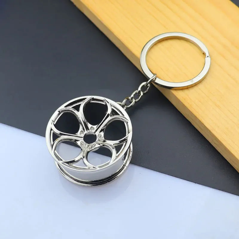 Mini Car Wheel Keychain Metal Keyring