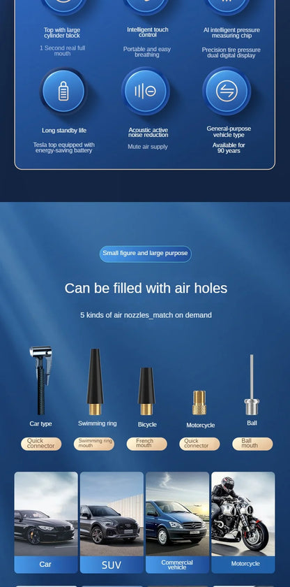 Wireless Tire Inflator 150PSI Touch Screen