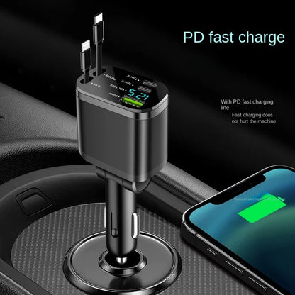 5-in-1 Retractable Fast Car Charger 100W PD