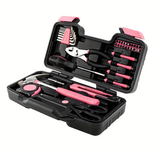 39-Piece Pink Tool Kit – All-Purpose Household Tools for Women | Home, Garage & Office | DriveUtility™
