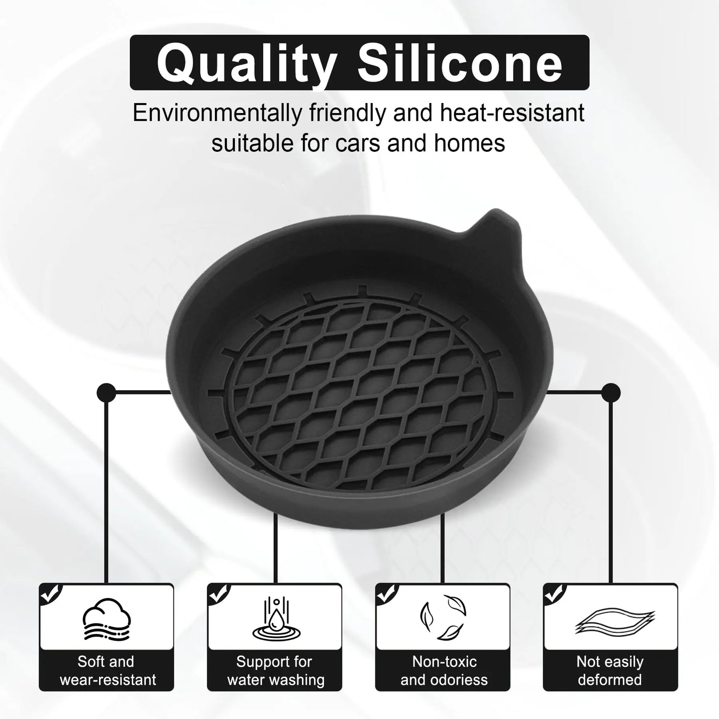 Silicone Car Cup Holder Coasters - Universal Non-Slip Insert