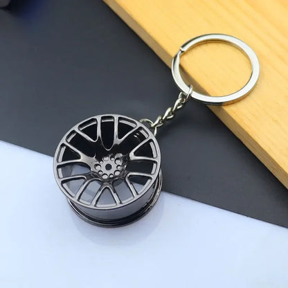 Mini Car Wheel Keychain Metal Keyring