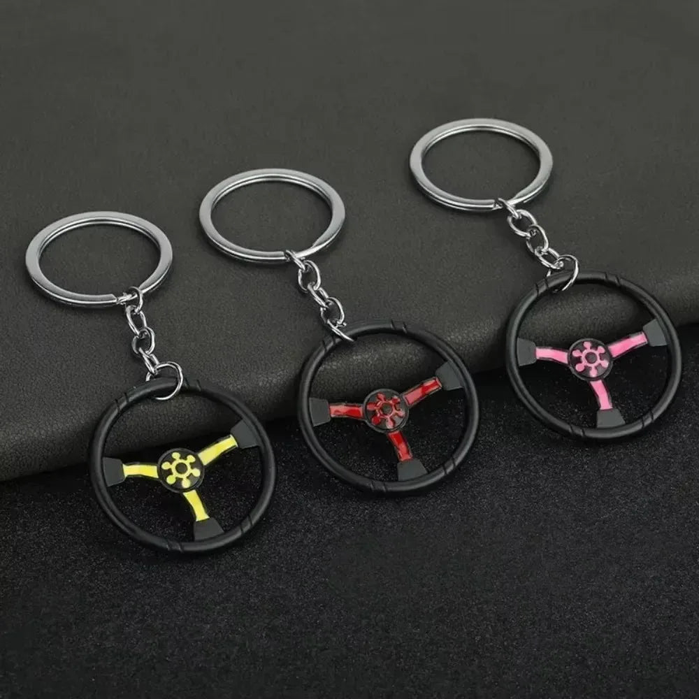 Mini Car Wheel Keychain Metal Keyring