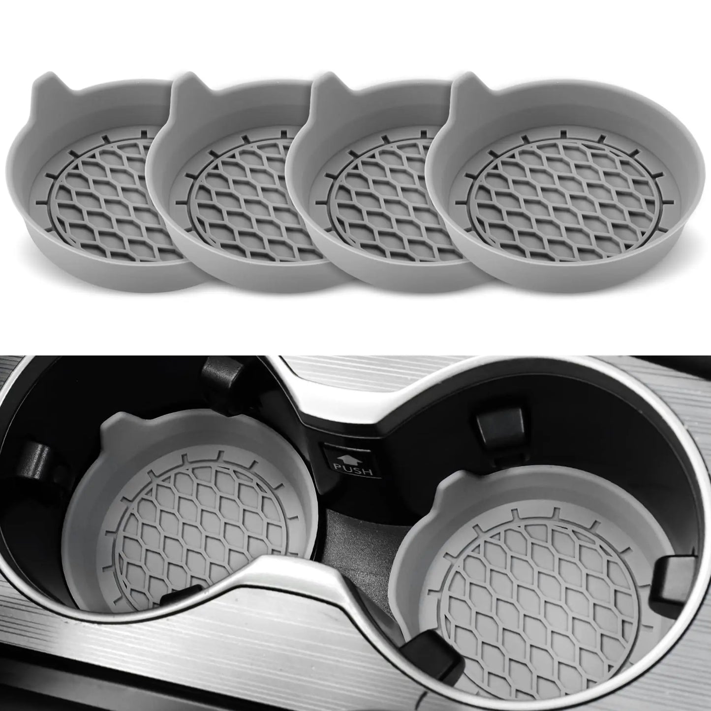 Silicone Car Cup Holder Coasters - Universal Non-Slip Insert