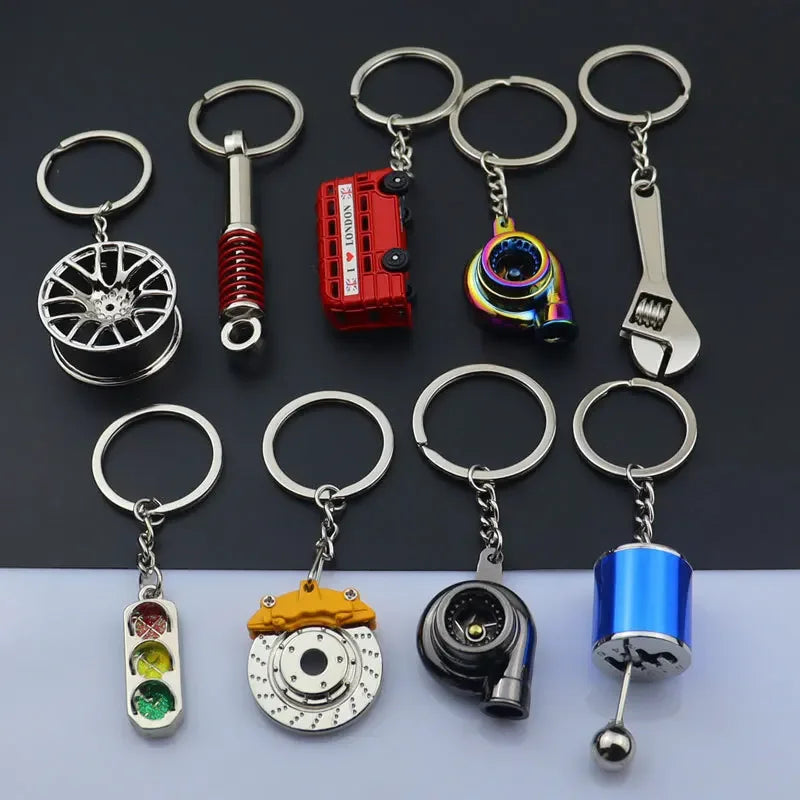 Mini Car Wheel Keychain Metal Keyring