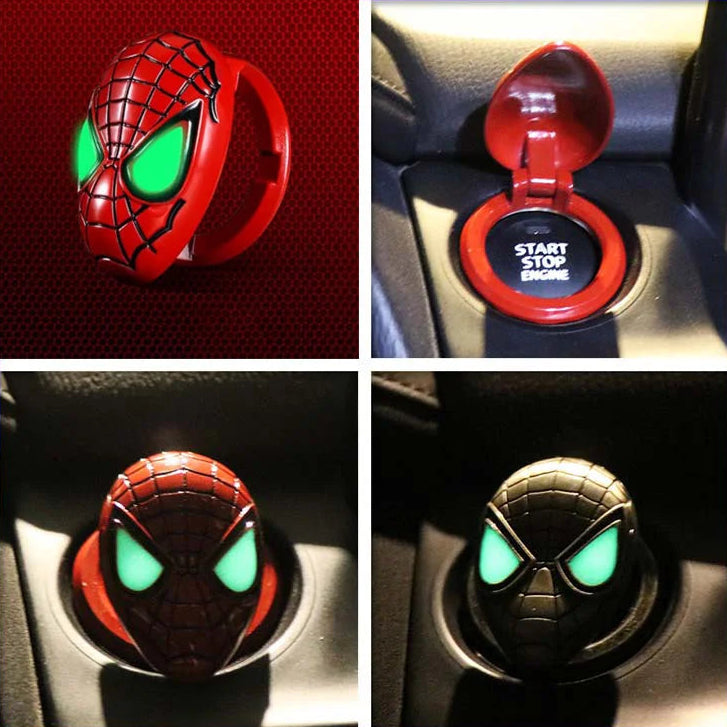 Spider-Man Start Button Cover — 3D Metal Car Interior Sticker
