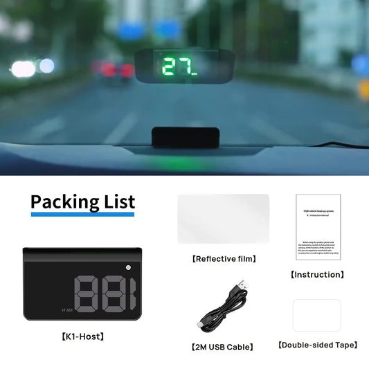HUD Digital Speedometer - Windshield Display