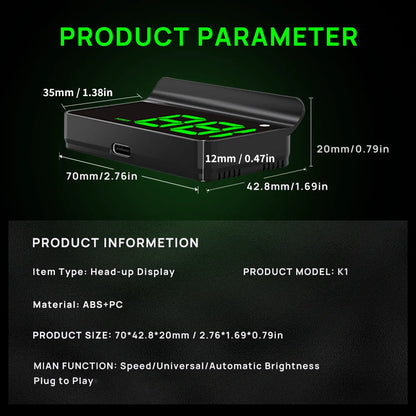 HUD Digital Speedometer - Windshield Display
