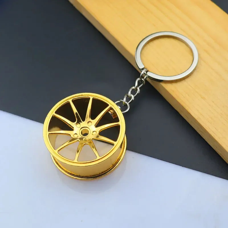 Mini Car Wheel Keychain Metal Keyring