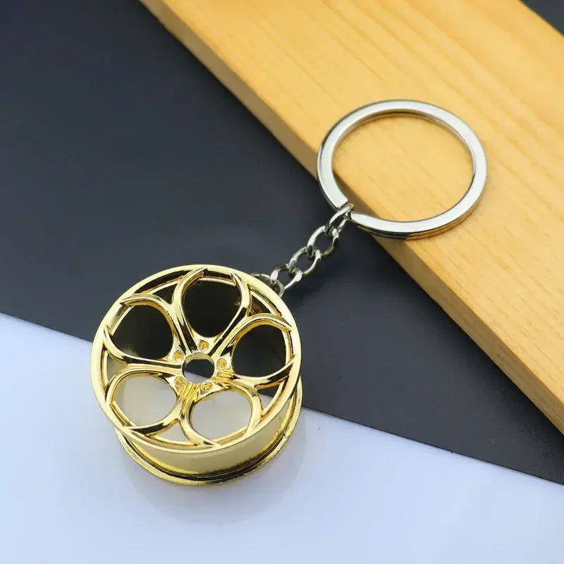 Mini Car Wheel Keychain Metal Keyring